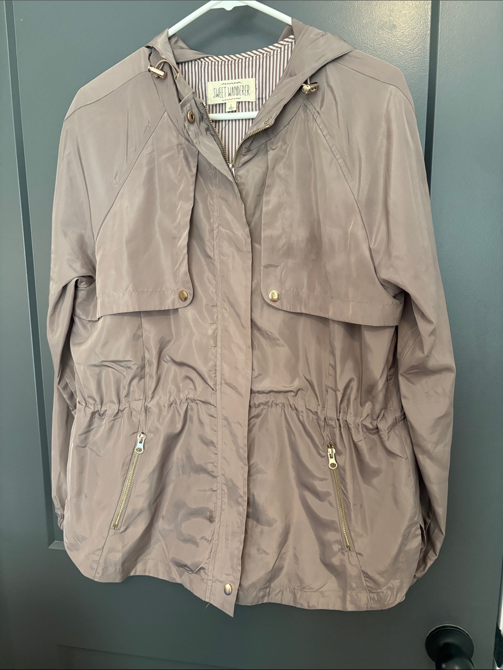 Sweet Wanderer Taupe Hooded Utility Jacket
